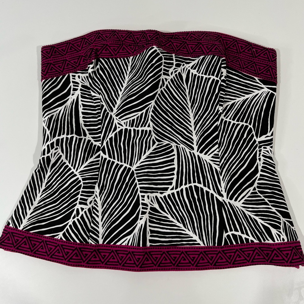 Nwt White House Black Market WHBM Pink, Black & White Palm Leaves Bustier Size 2